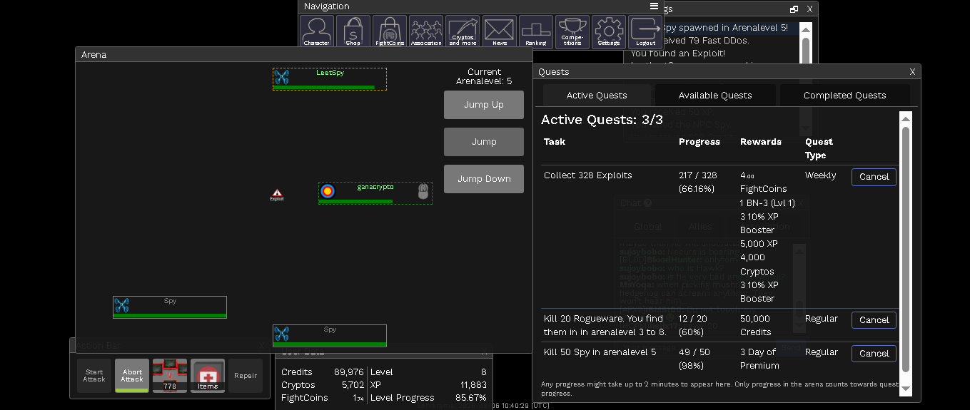 Mi primer enemigo Leet en la arena de Clickfight